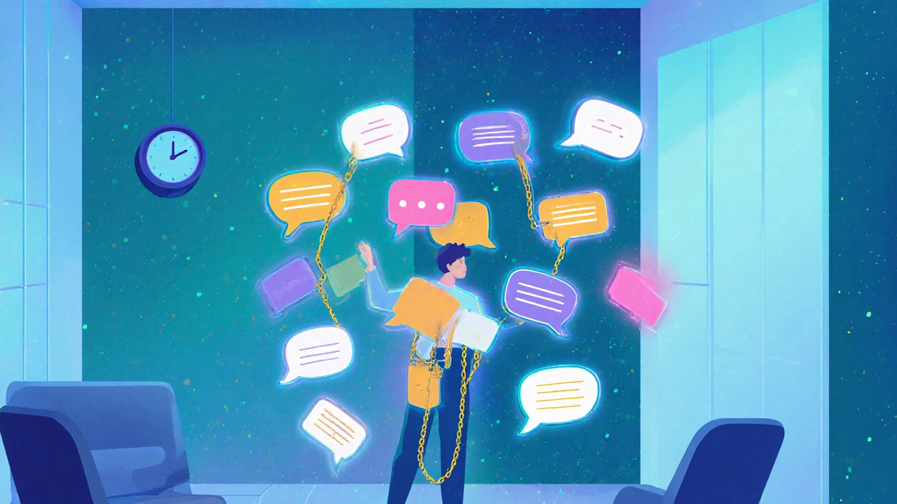 Человек вокруг 20 чатов, 10 закреплены, 10 анимированы — визуализация ограничений Premium.