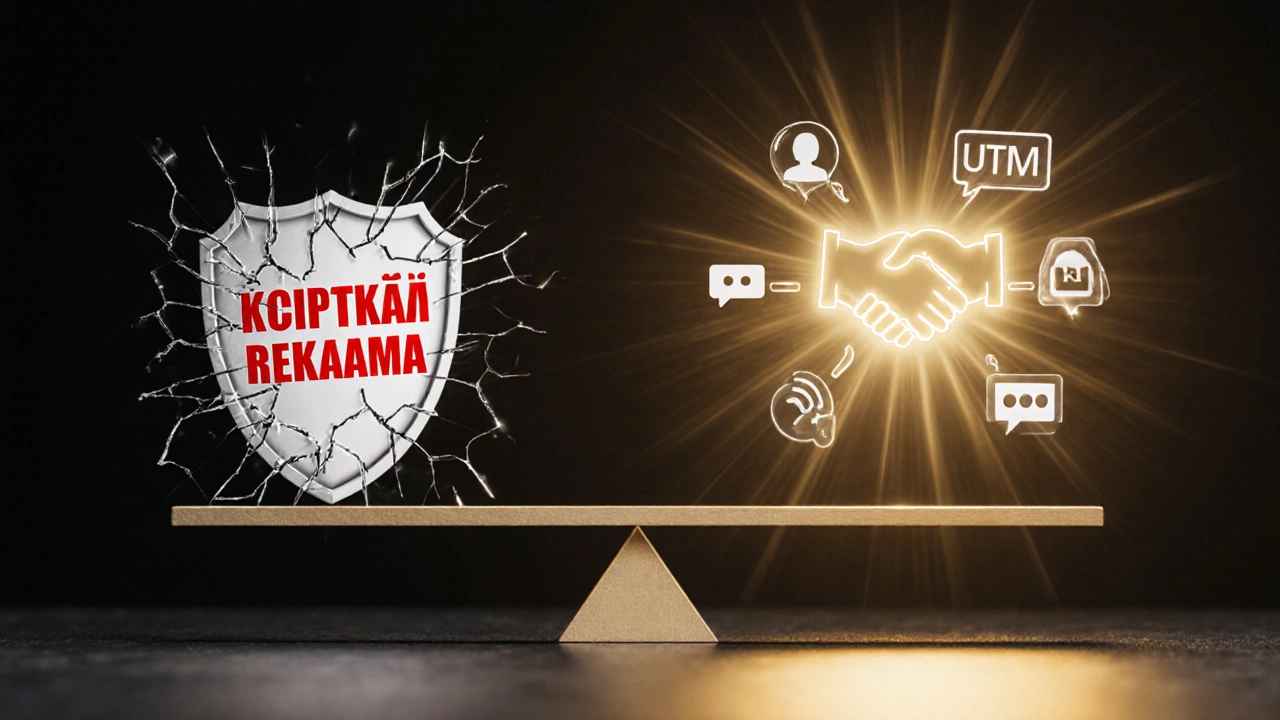 Весы: с одной стороны — скрытая реклама и потеря доверия, с другой — честность и поддержка аудитории.