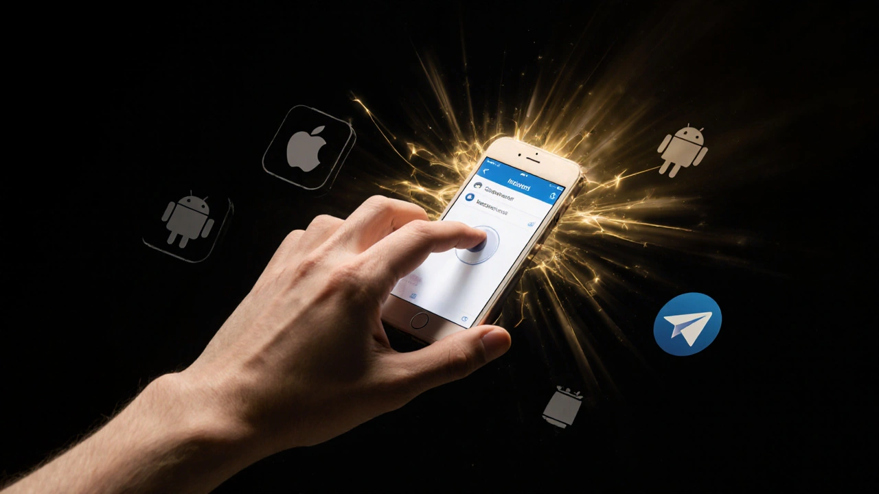 Абстрактные волны тактильной обратной связи расходятся от нажатой кнопки.