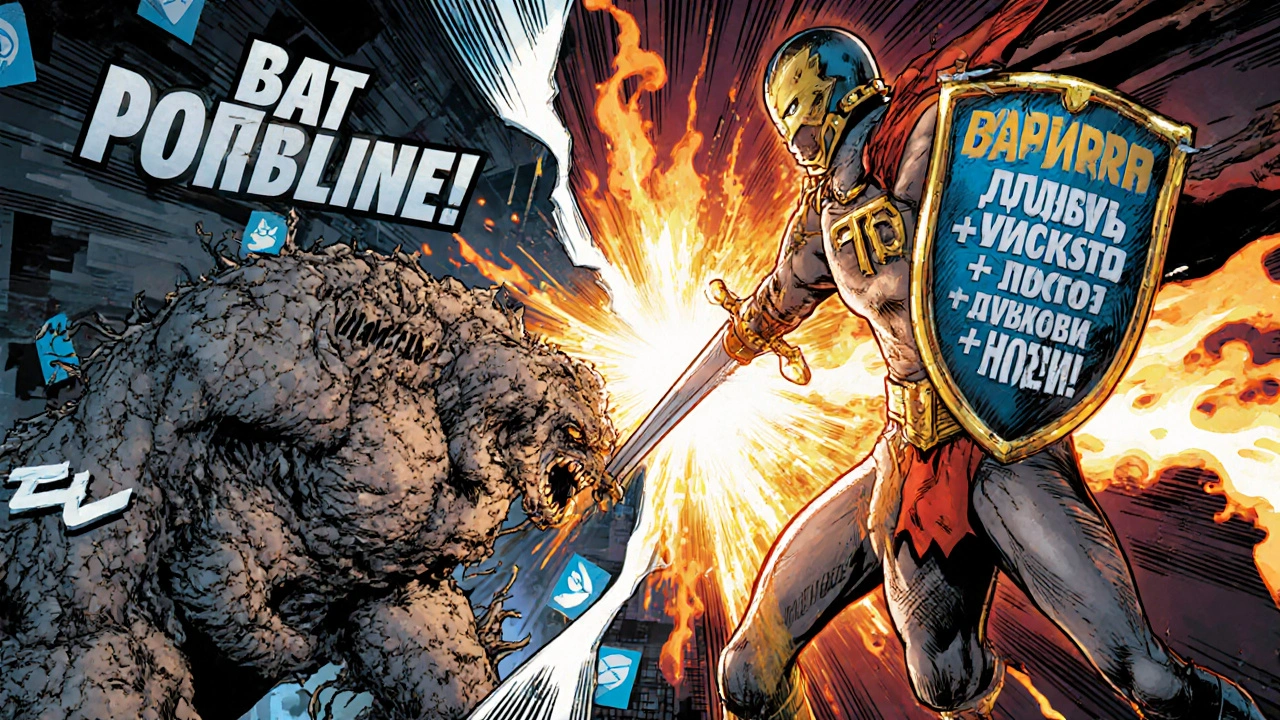 Борьба между скучными заголовками и цепляющим заголовком в стиле комикса.