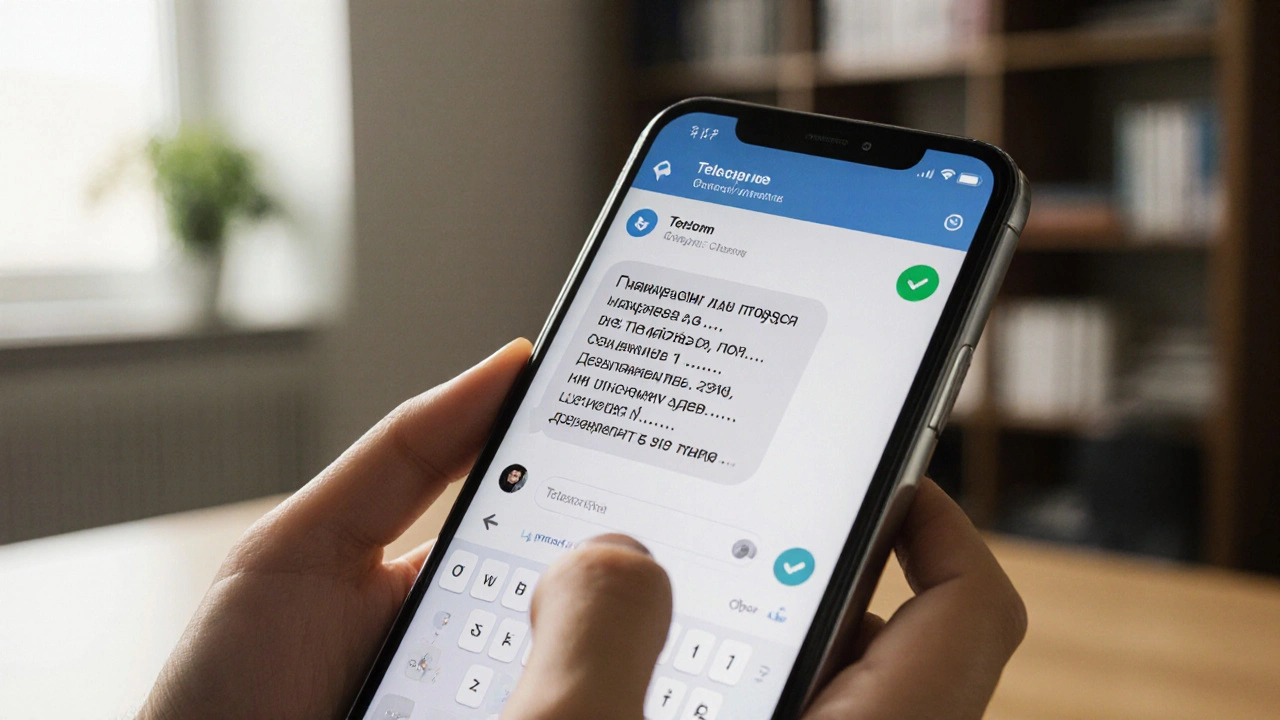 Два смартфона обмениваются четким деловым сообщением без эмодзи и сокращений.