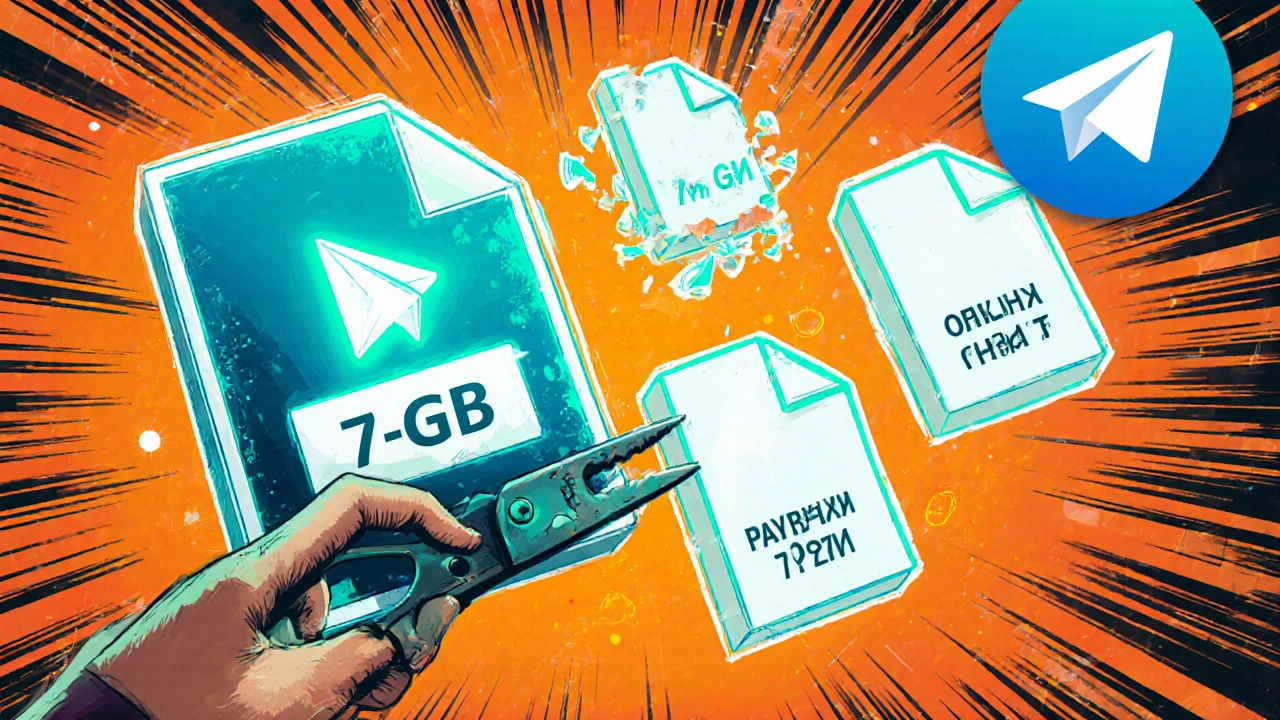 Файл размером 5 ГБ разделяется на три части с помощью архиватора в стиле комикса.