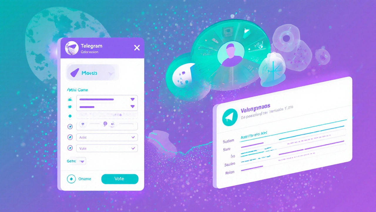 Интерактивный канал Telegram с встроенными опросами и мини-играми, без текста.