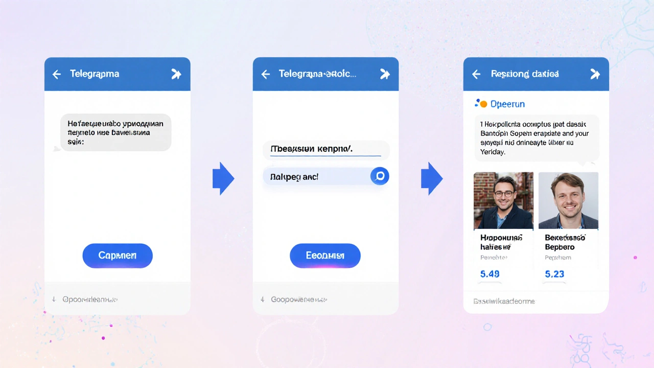 Интерфейс Telegram-бота с тремя шагами: получение гайда, ответ &#039;Да&#039; и кейсы