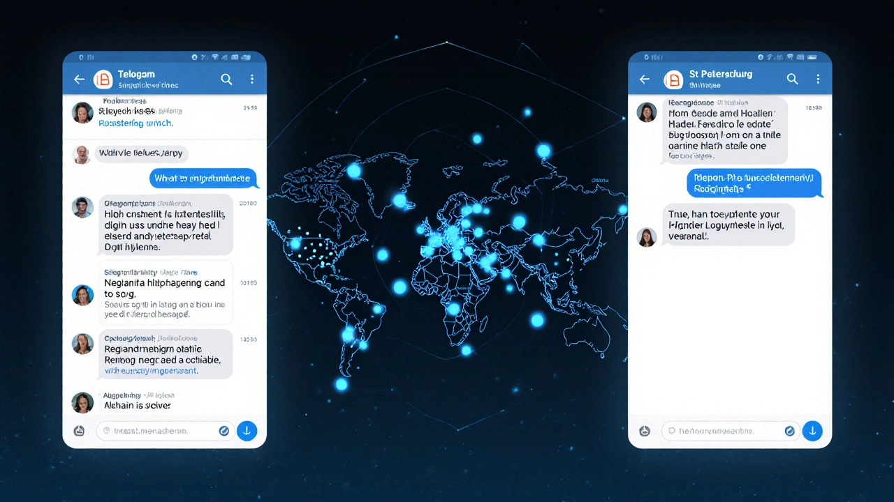 Интерфейс Telegram с тремя форматами рекламы: посты, бот и прямое сообщение с PDF.