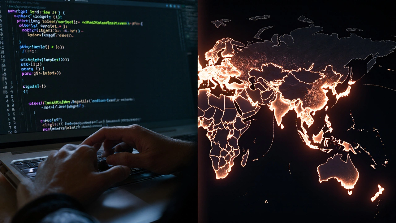 Разработчик пишет код, а глобальная сеть серверов мгновенно обрабатывает запросы.