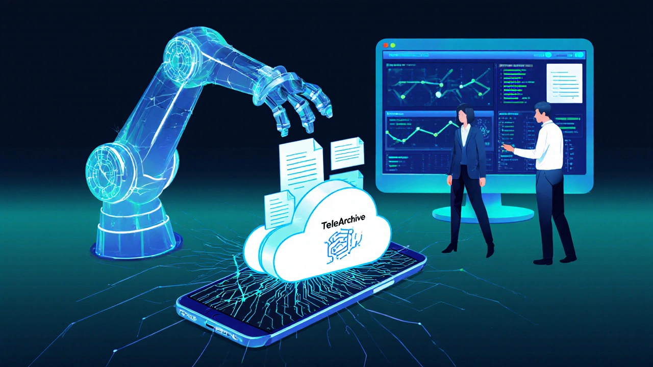 Робот архивирует сообщения из телефона в облачную базу данных для бизнеса.