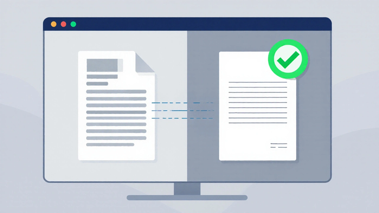 Сканированный документ слева превращается в чистый текст справа — бот извлекает текст из PDF.