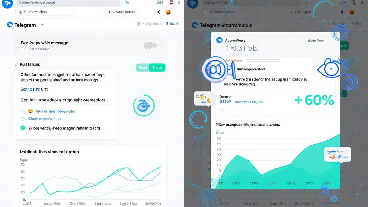 Сравнение форматов текста в Telegram: сплошной текст против текста с эмодзи и переносами.
