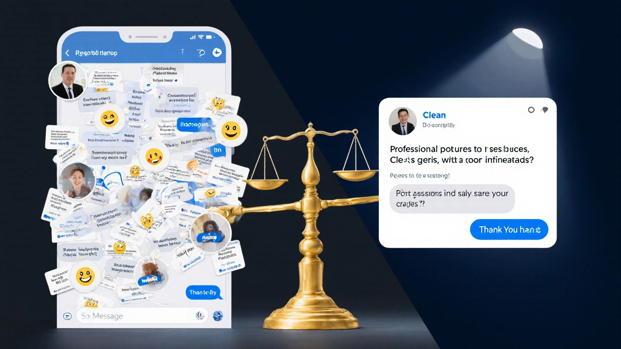 Сравнение хаотичного чата и профессионального сообщения в Telegram на одном изображении.