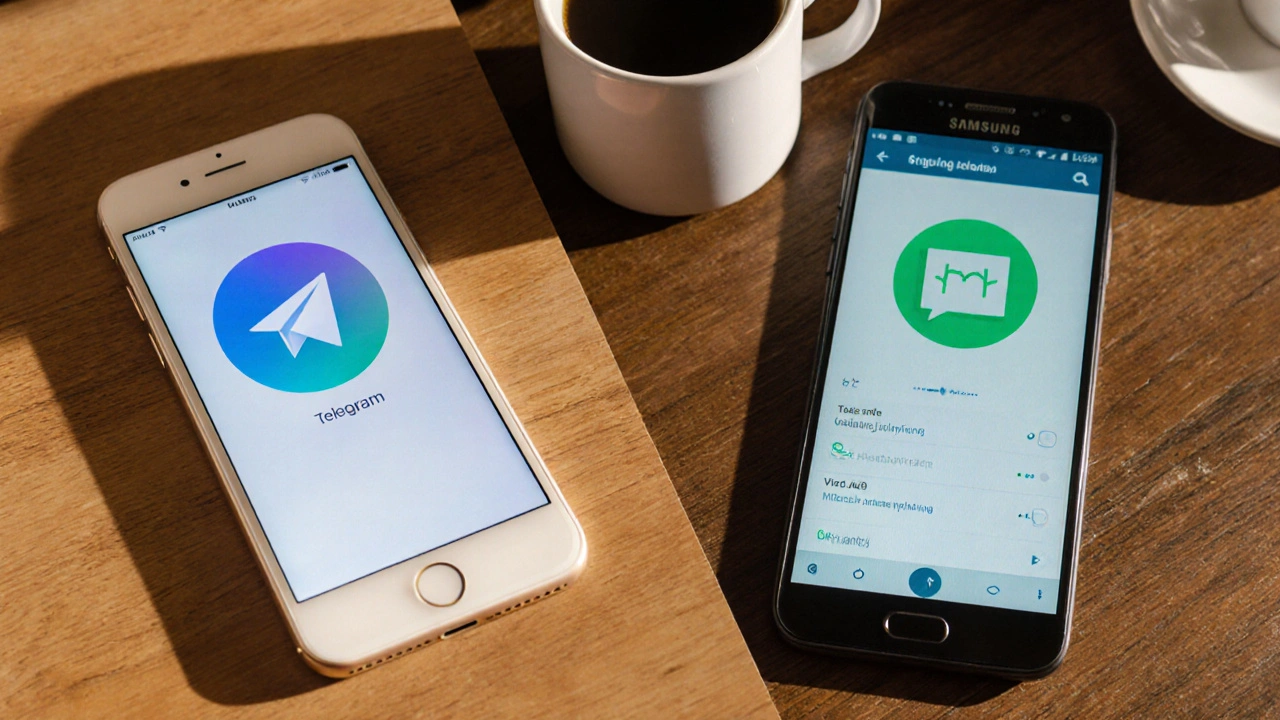 Сравнение: иконка Telegram меняет цвет на iPhone и пульсирует на Android в одинаковых условиях.