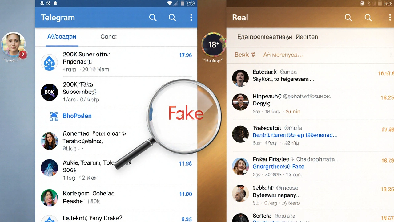 Сравнение канала с фейковыми подписчиками и канала с реальной вовлеченностью аудитории.