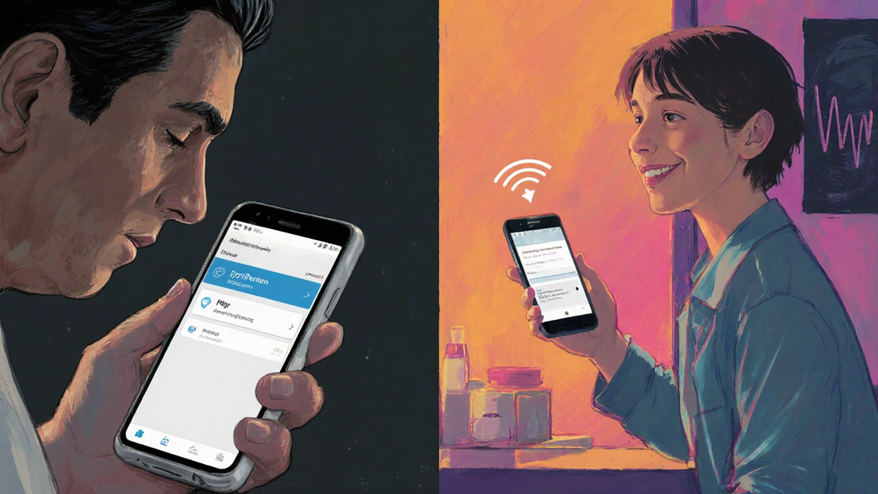 Сравнение: пользователь с неотвечающим приложением слева и довольный — справа.