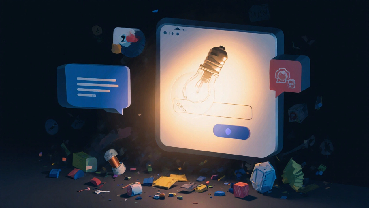 Светящаяся лампочка в чате Telegram освещает простую форму с одной кнопкой, остальное — в тени