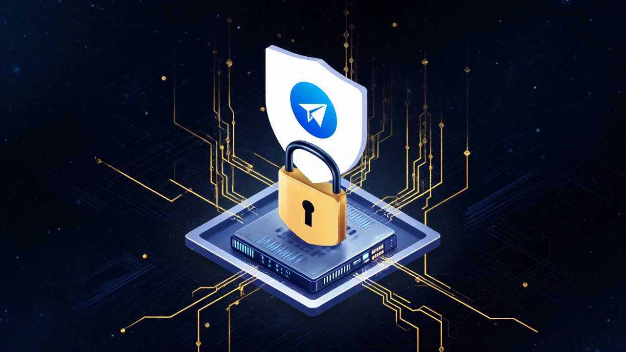 Закрытый Telegram-бот с защищёнными потоками данных, символизирующий безопасные уведомления.