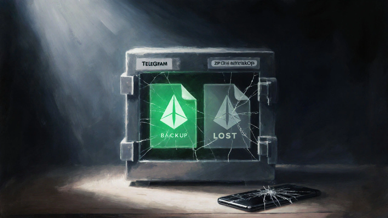 Запертый сейф с резервной копией и сломанный телефон — символ безопасности данных.