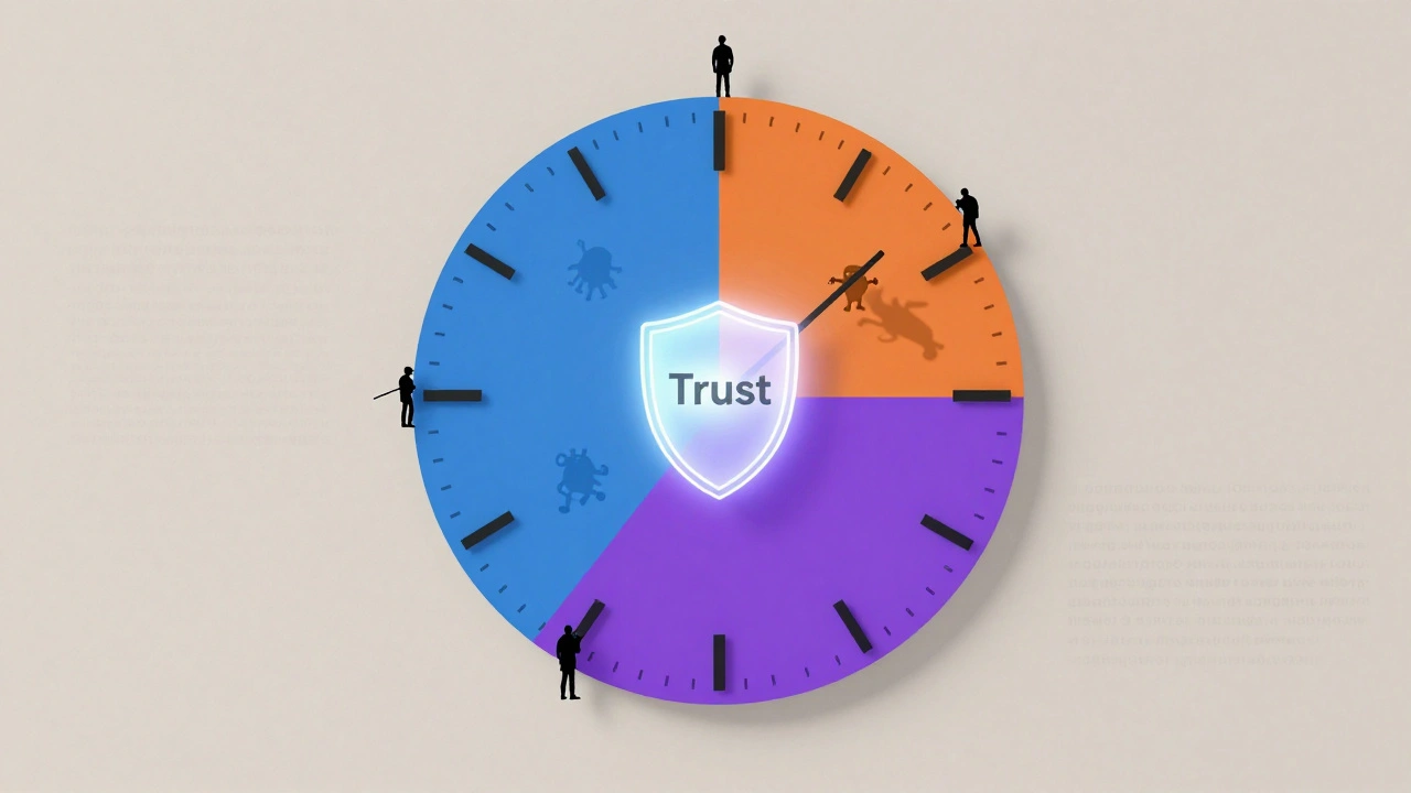 24-часовой циферблат с модераторами на сменах, защищающими чат от вредоносных сообщений.