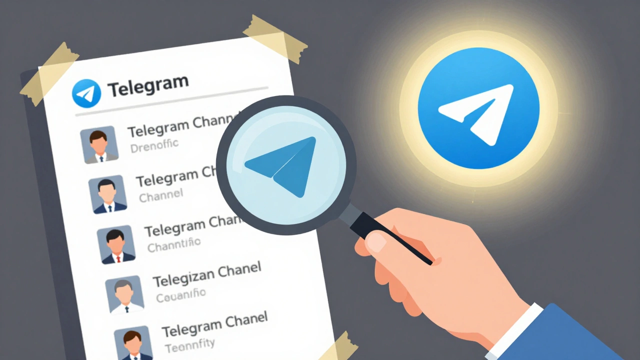 Человек рассматривает поддельные значки Telegram, в то время как настоящие значки светятся за спиной.