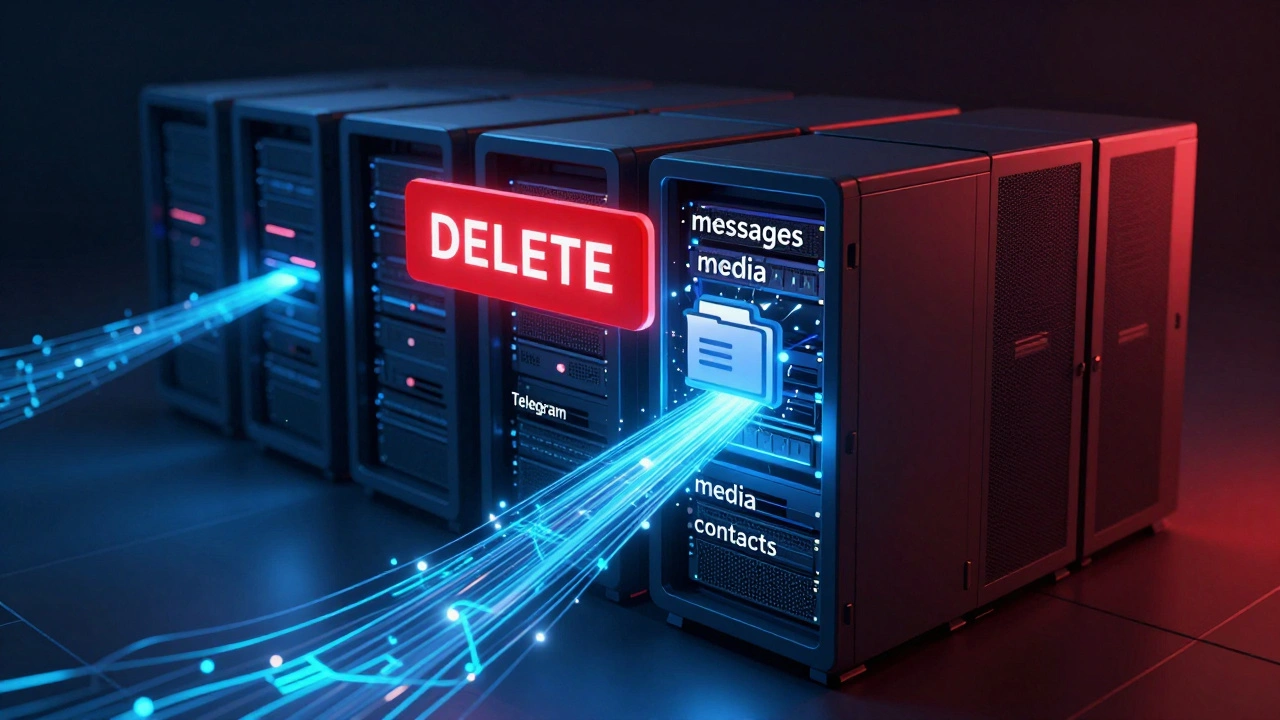 Цифровые данные уничтожаются в облаке серверов Telegram под кнопкой удаления.