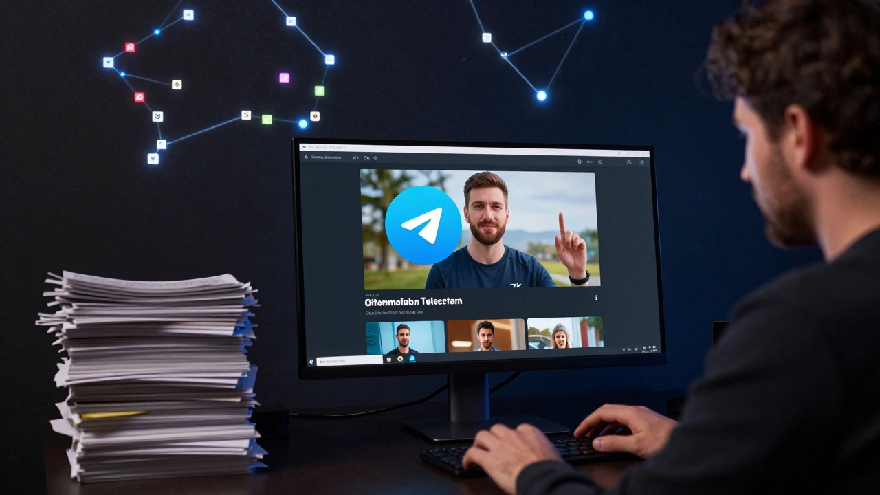 Дизайнер скачивает видео в 4K без потерь качества на мониторе, рядом — размытые файлы.