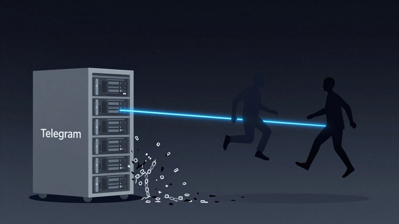 Два человека соединены прямой линией, минуя сервер, символизируя приватный P2P-звонок.