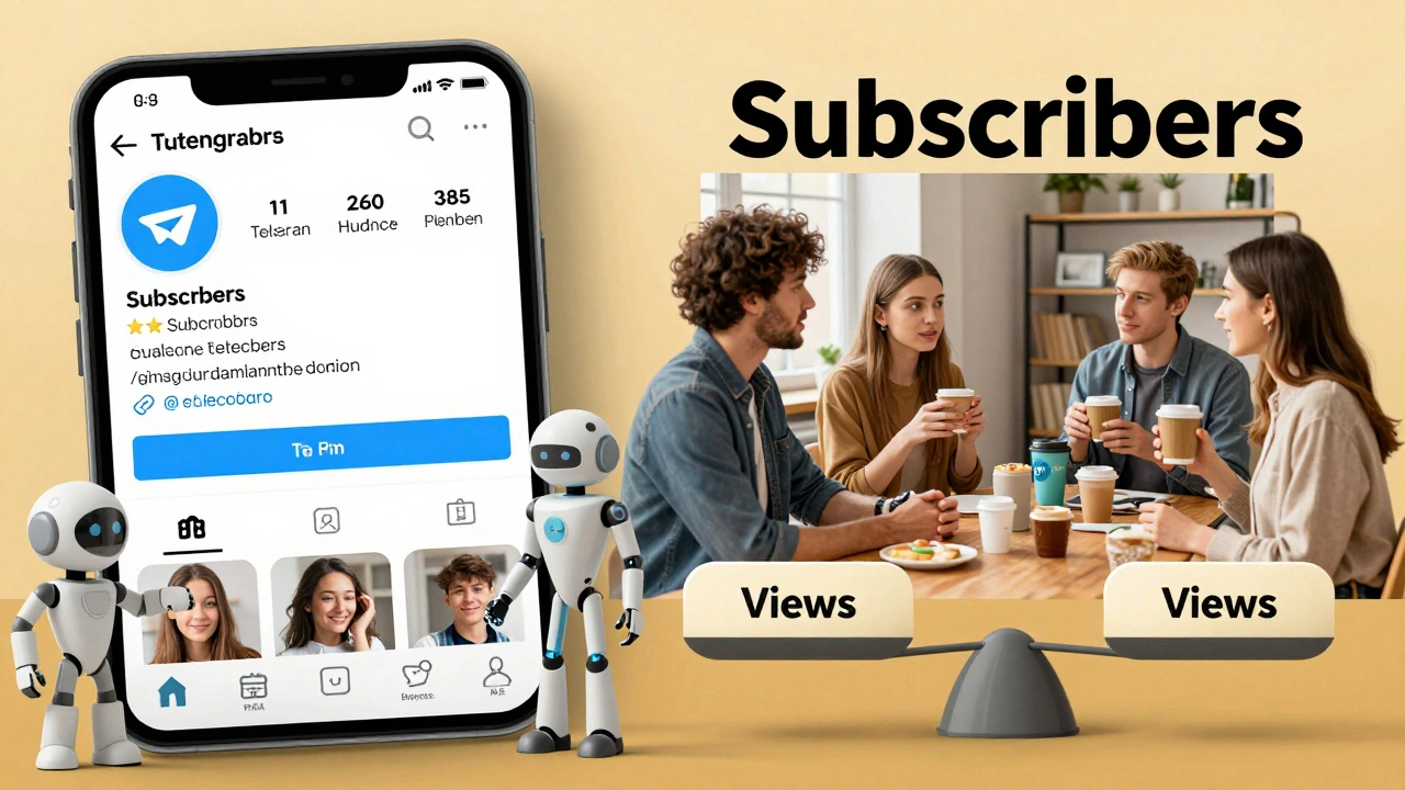 Два канала: один с фейковыми подписчиками, другой с реальной аудиторией, взаимодействующей с контентом.