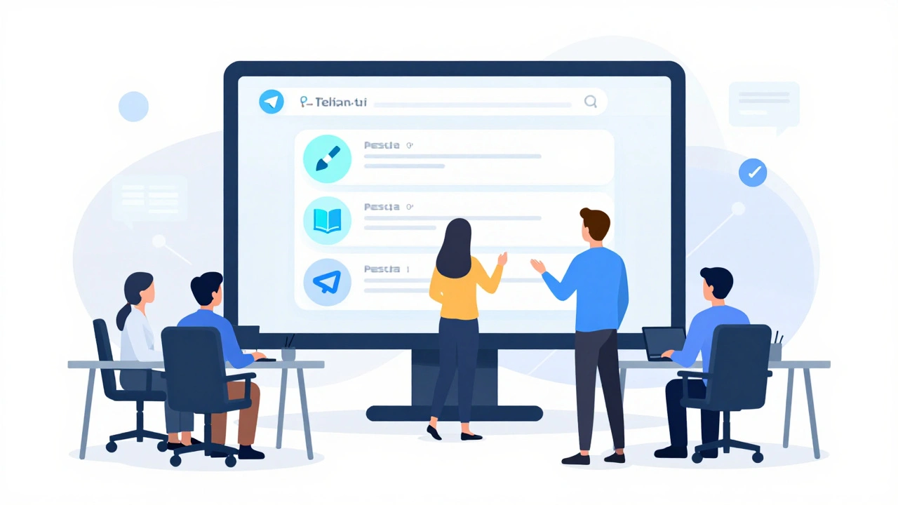Экран с Telegram-каналом, где под постами отображаются пользовательские реакции: кисть, книга, компьютер.
