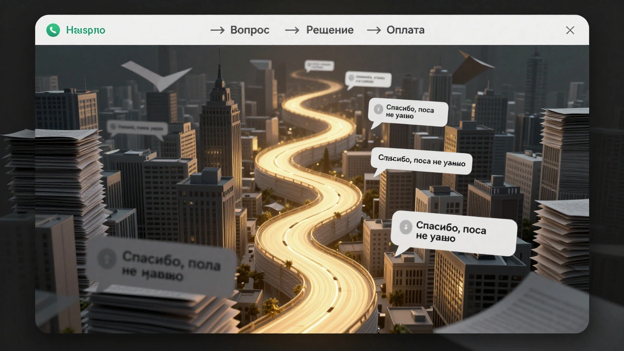 GPS-маршрут в Telegram-чате ведёт от первого сообщения к оплате.