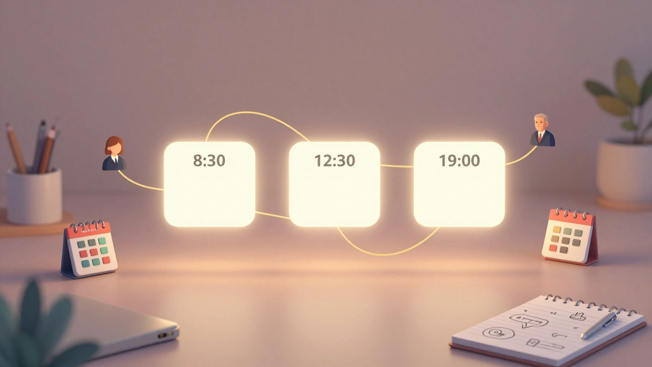 График публикаций в Telegram: три ключевых времени с иконками аудитории и инструментов.