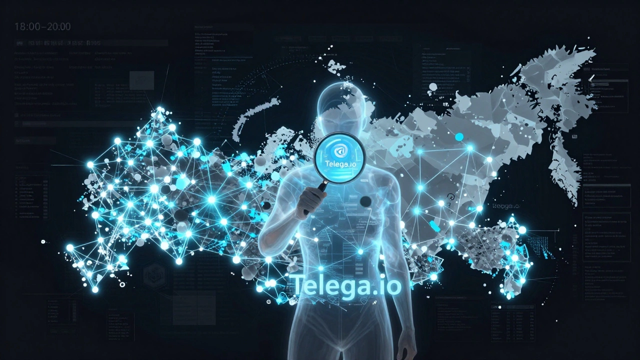 Карта активности аудитории Telegram по России: яркие узлы в городах вечером, тусклые — в выходные и на периферии.