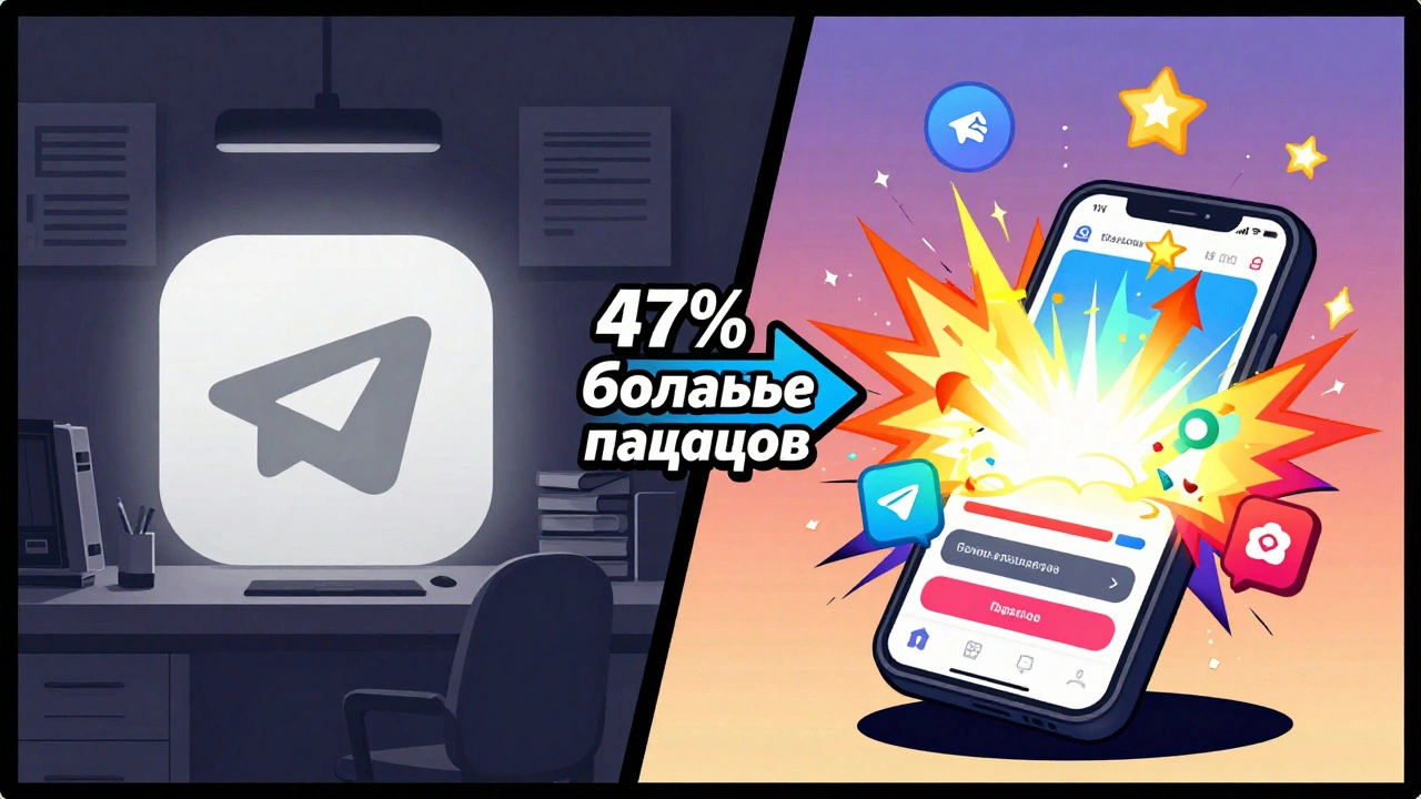 Комикс-стиль: слева — мёртвый канал, справа — взрыв живых историй с подписчиками.