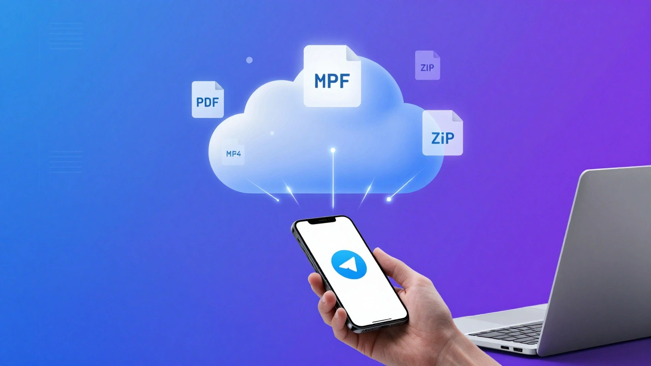 Концептуальное изображение облака с файлами, связанными с телефоном и компьютером.