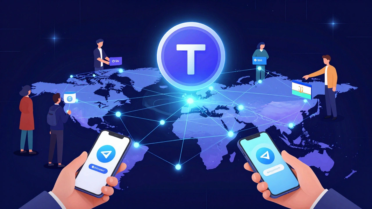 Криптовалюта TON передаётся по блокчейн-сети, пользователи по всему миру отправляют токены через Telegram.