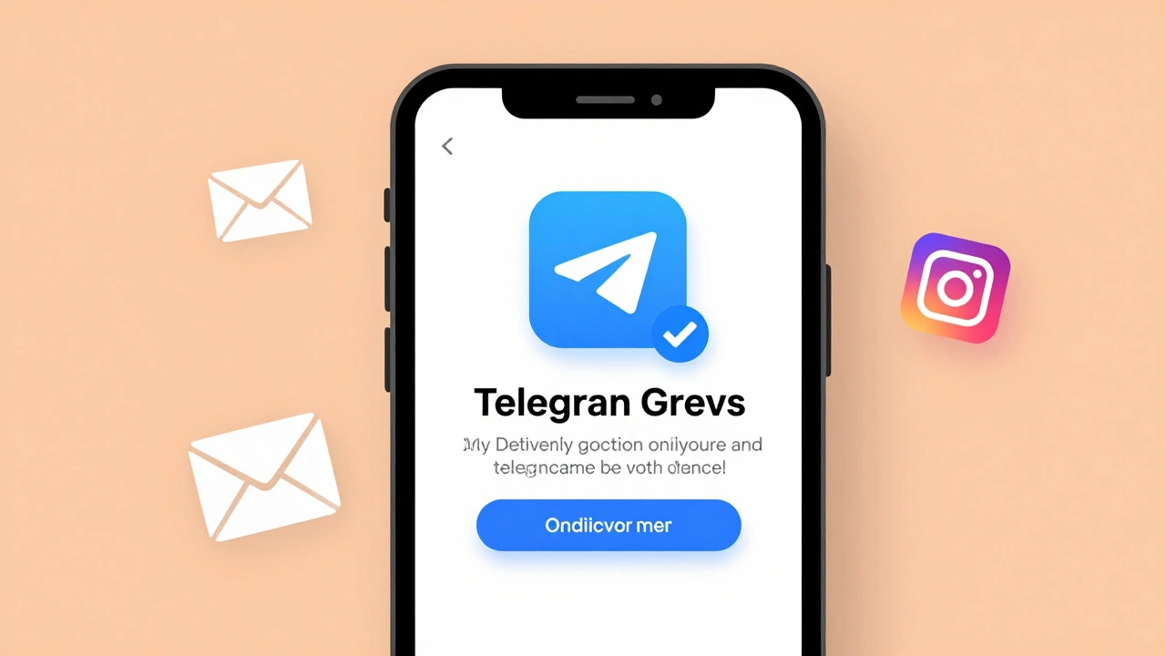 Мобильный интерфейс Telegram с логотипом, описанием службы доставки и значком верификации.