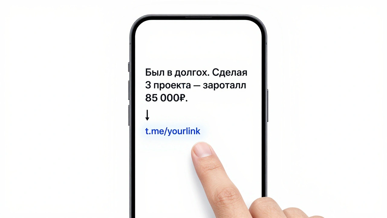 Один клик по чистому посту в Telegram с личной историей и короткой ссылкой t.me/yourlink.