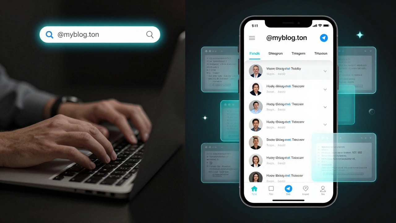 Пользователь открывает сайт myblog.ton прямо в Telegram