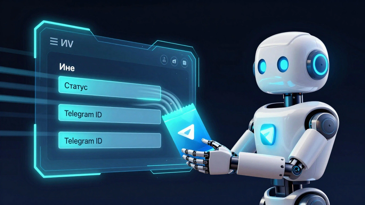 Робот-бот передаёт данные в интерфейс Airtable, поля светятся при получении информации.