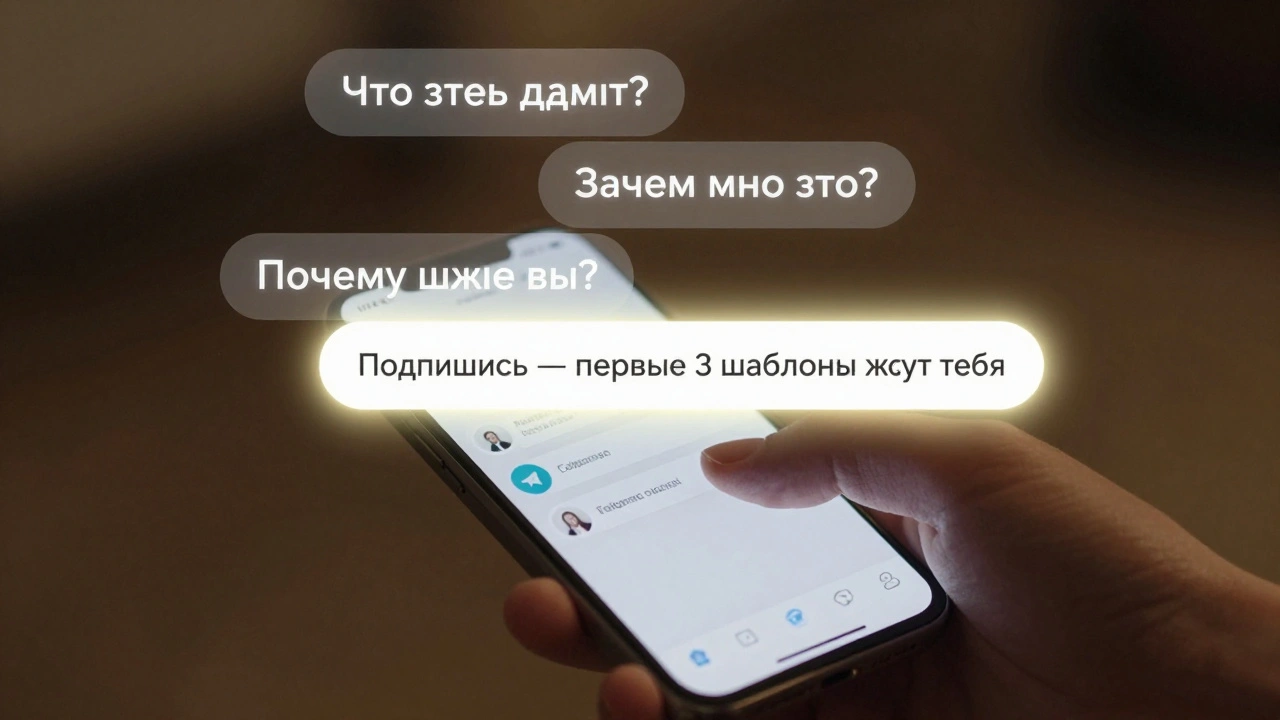 Рука над телефоном, над которым висят вопросы о канале — один из них светится как ответ.