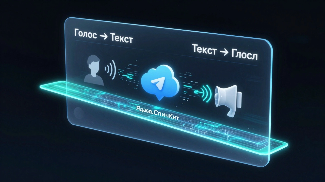 Схема работы голосового бота: речь превращается в текст, затем обратно в голос.