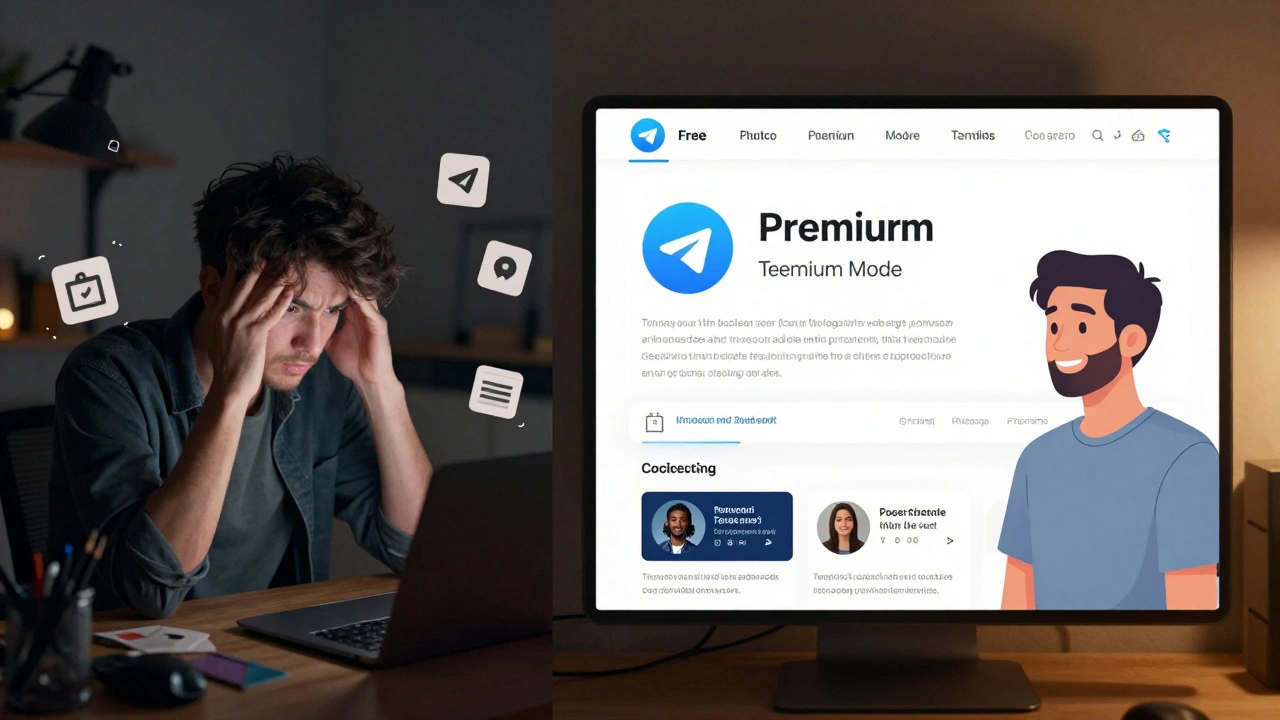 Сравнение: раздраженный пользователь с рекламой слева и спокойный пользователь без рекламы справа.