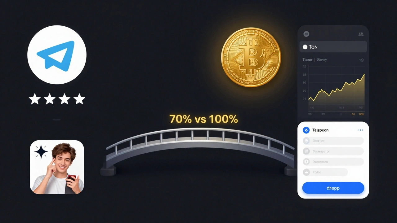 Сравнение: слева — Stars внутри Telegram, справа — TON с графиками и децентрализованными приложениями.