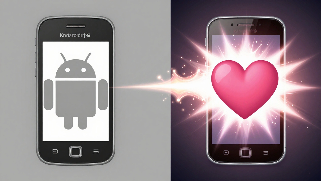 Старый телефон с обычным эмодзи и новый — с анимацией: цифровая эволюция общения.