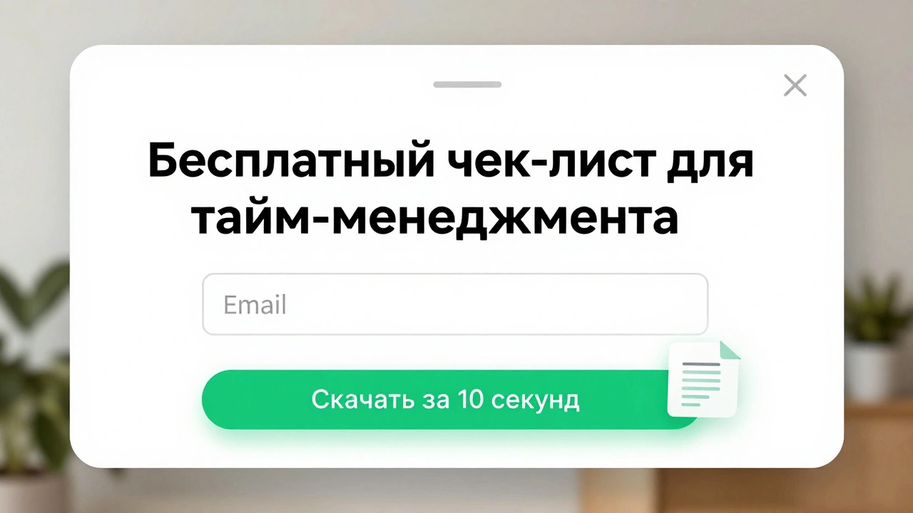 Упрощённая целевая страница с одним полем для email и кнопкой для скачивания чек-листа