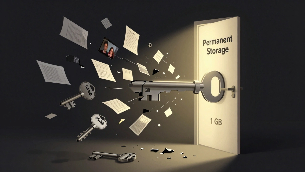 Великая золотая ключевая дверь '2 ГБ' открывается, ведя к постоянному хранению файлов.