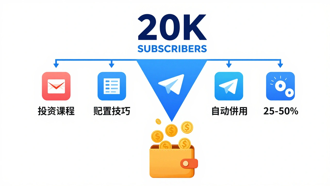 Визуальная схема: подписчики переходят по ссылкам и превращаются в доход от курсов и приложений