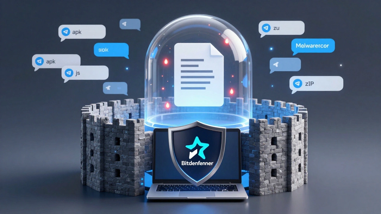 Защитный щит антивирусов и песочница охраняют компьютер от вредоносных файлов, приходящих через Telegram.