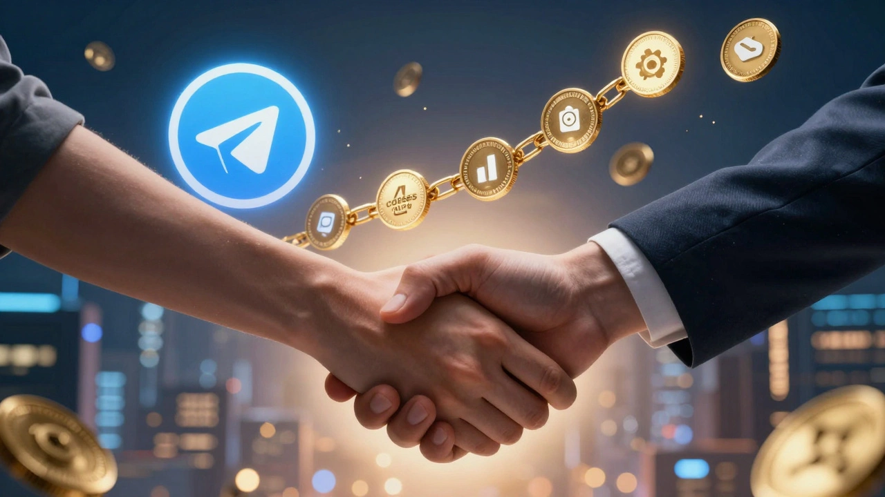 Золотая цепочка из платежей соединяет создателя канала с продуктами, символизируя пассивный доход