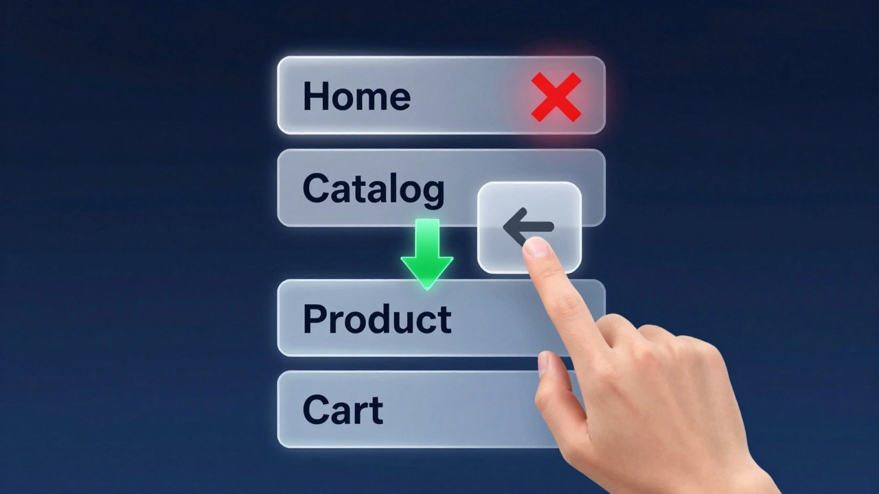 Абстрактная визуализация стека навигации: прозрачные карточки экранов, одна удаляется при нажатии кнопки назад.