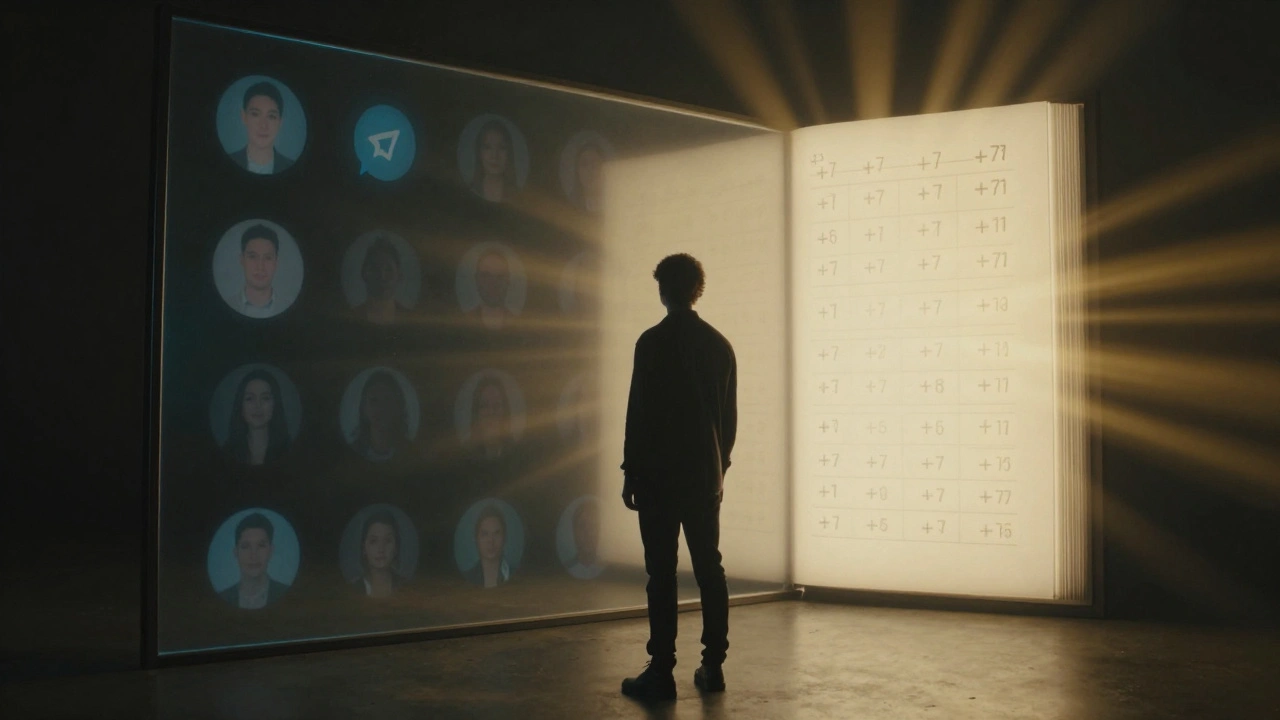 Человек смотрит в зеркало, где исчезают контакты, а спасением служит светящаяся записная книжка.