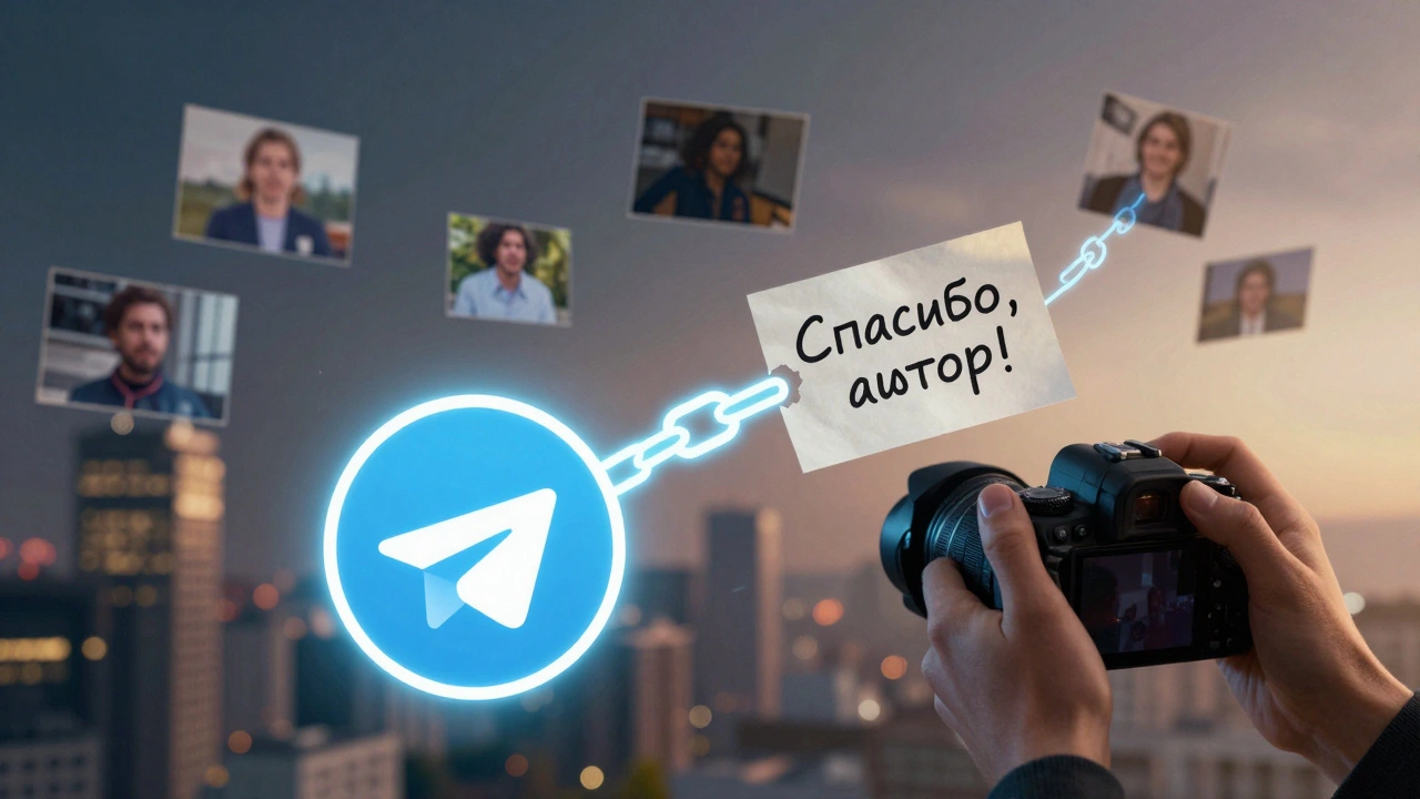 Цифровая цепь символизирует уважение к автору контента в Telegram.